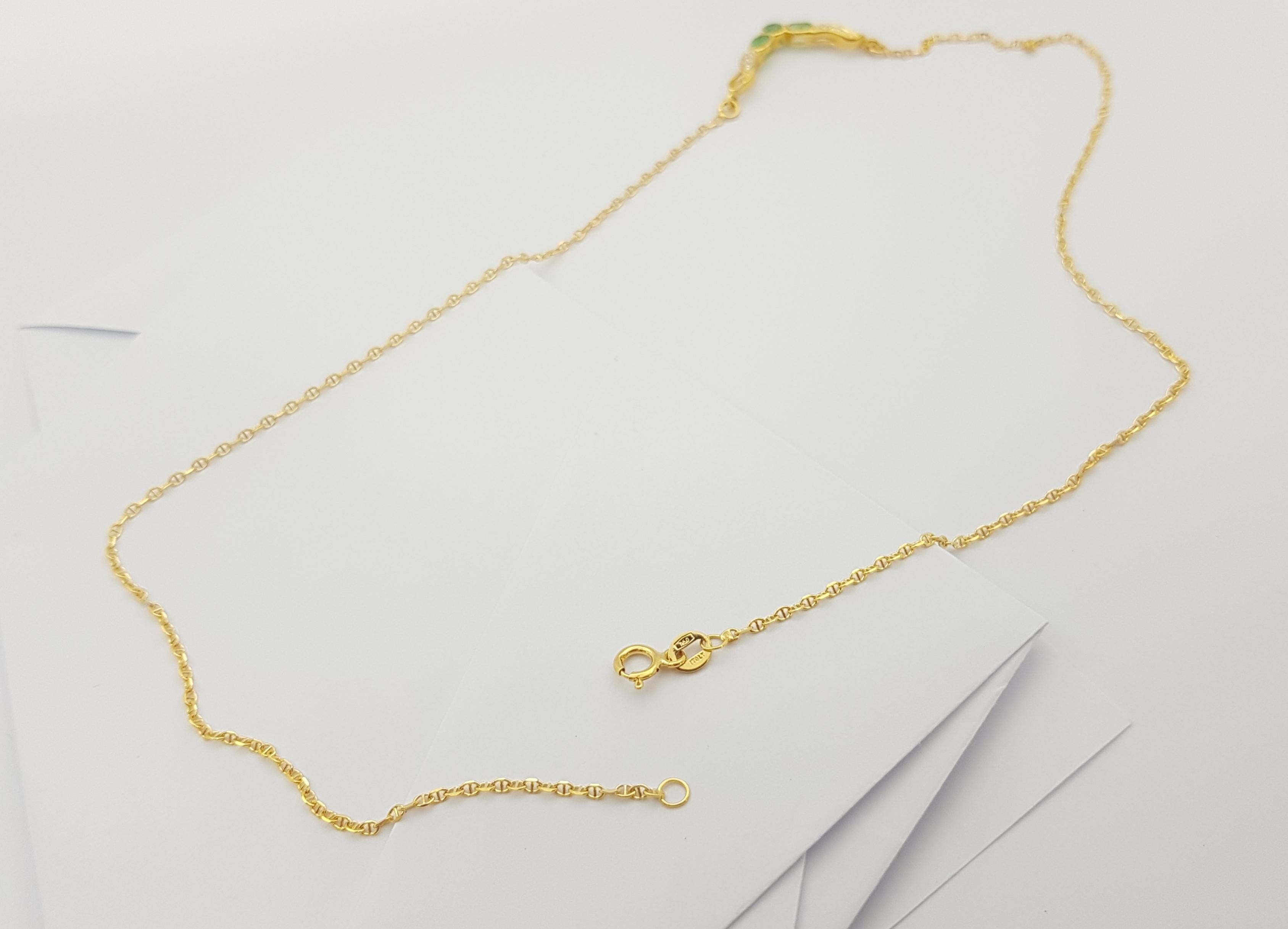 Collana di smeraldi e diamanti con montatura in oro 18 carati in vendita 6