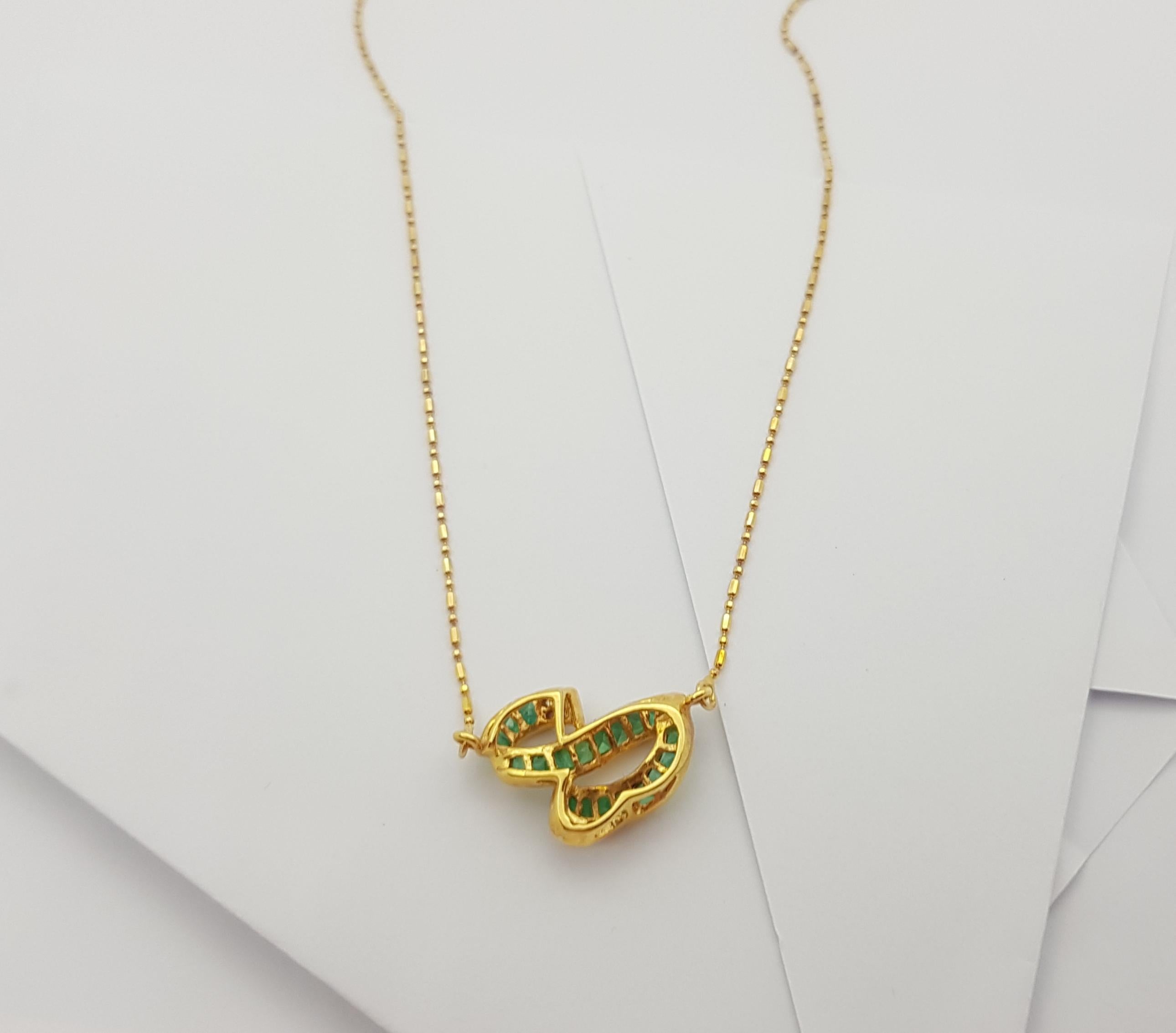 Halskette mit Smaragd und Diamant in 18 Karat Goldfassung Damen im Angebot