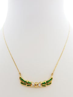 Emerald with Diamond Necklace Set in 18 Karat Gold Settings