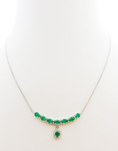 Emerald with Diamond Necklace Set in 18 Karat Gold Settings