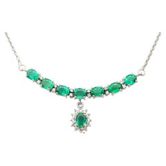 Emerald with Diamond Necklace Set in 18 Karat Gold Settings