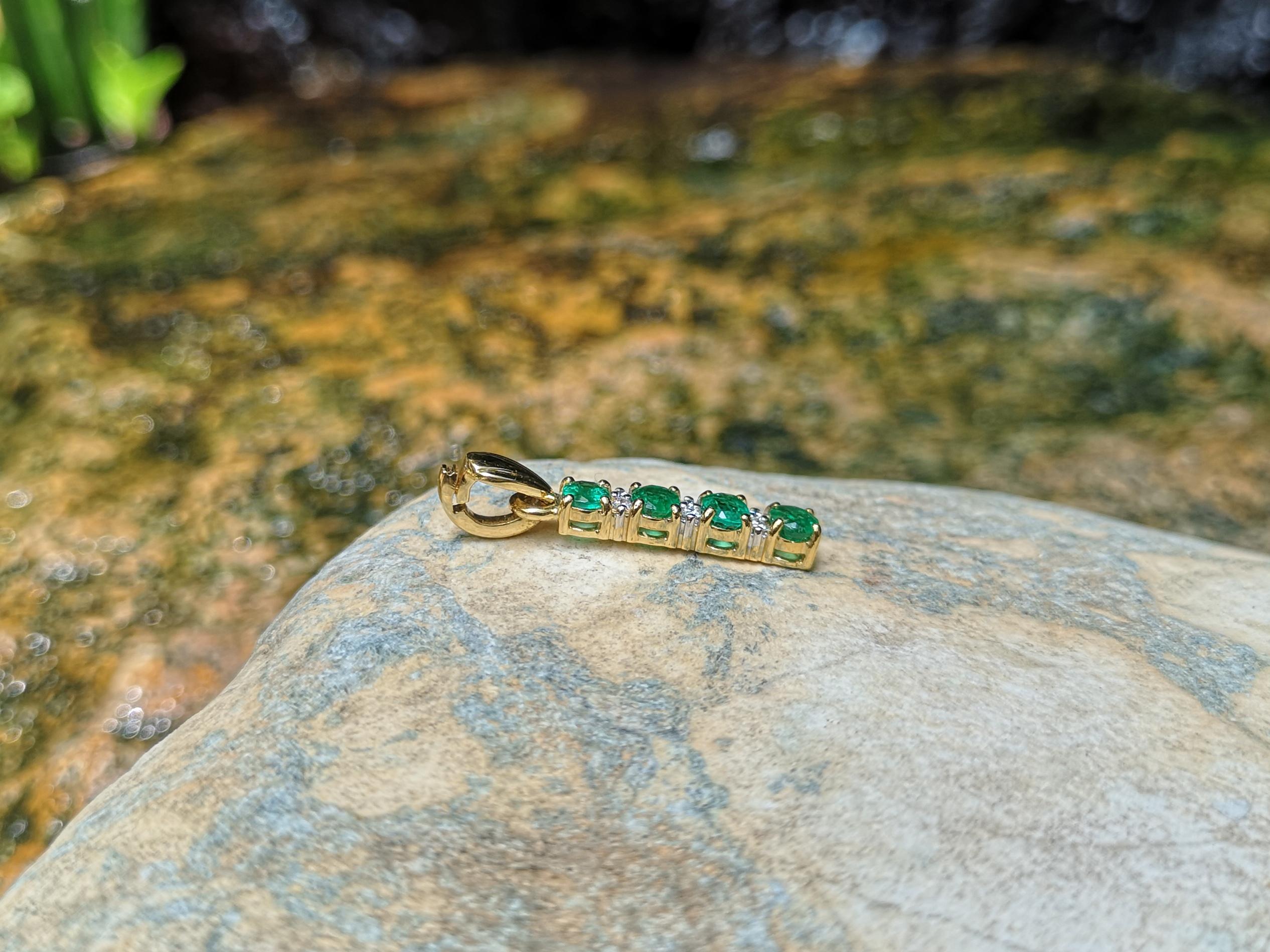 Women's Emerald with Diamond Pendant Set in 18 Karat Gold Setting For Sale