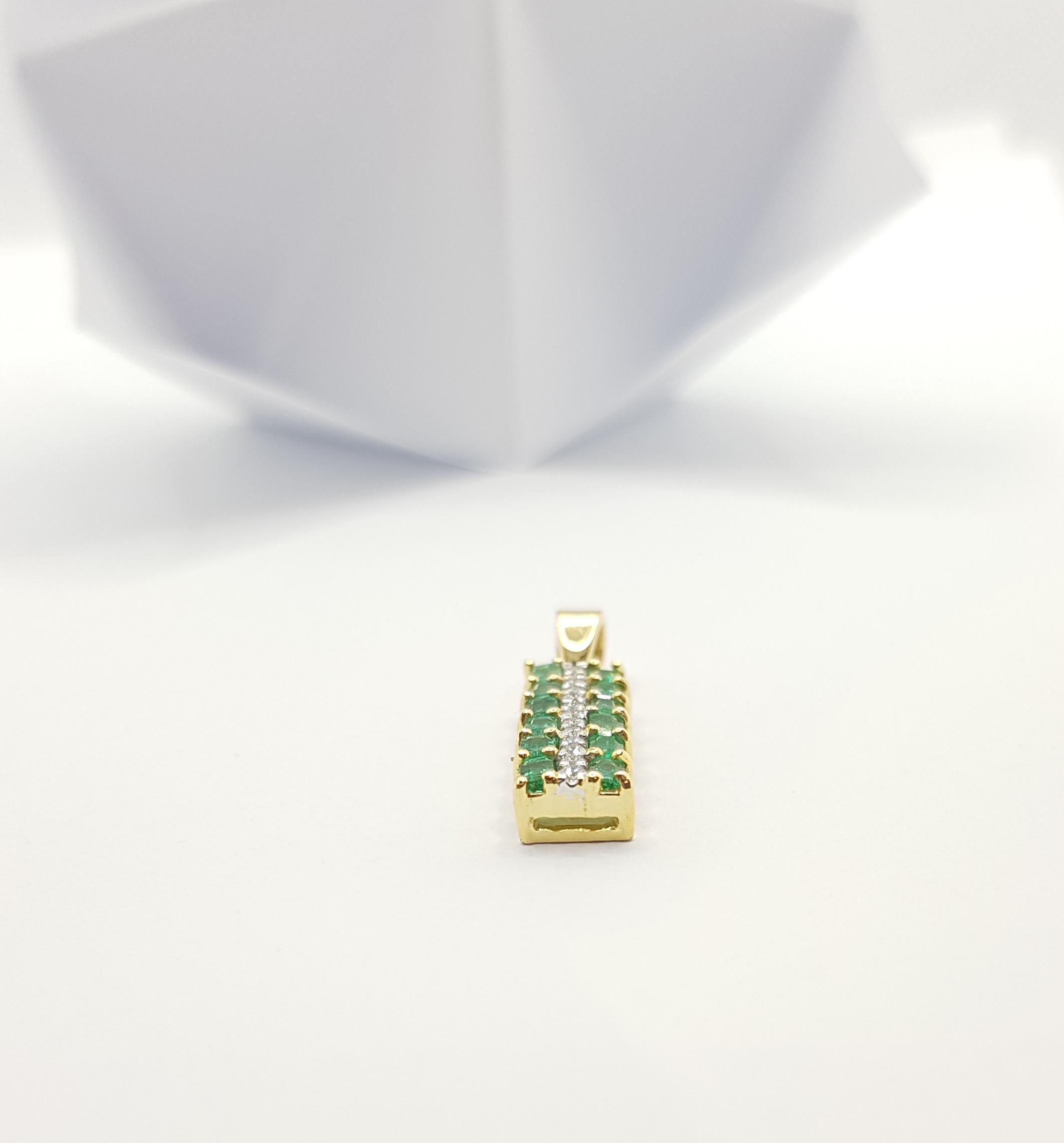 Women's Emerald  with Diamond Pendant set in 18 Karat Gold Settings For Sale