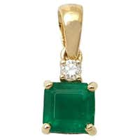 Emerald Carved Pendant Set in Diamond Surround 18K at 1stDibs