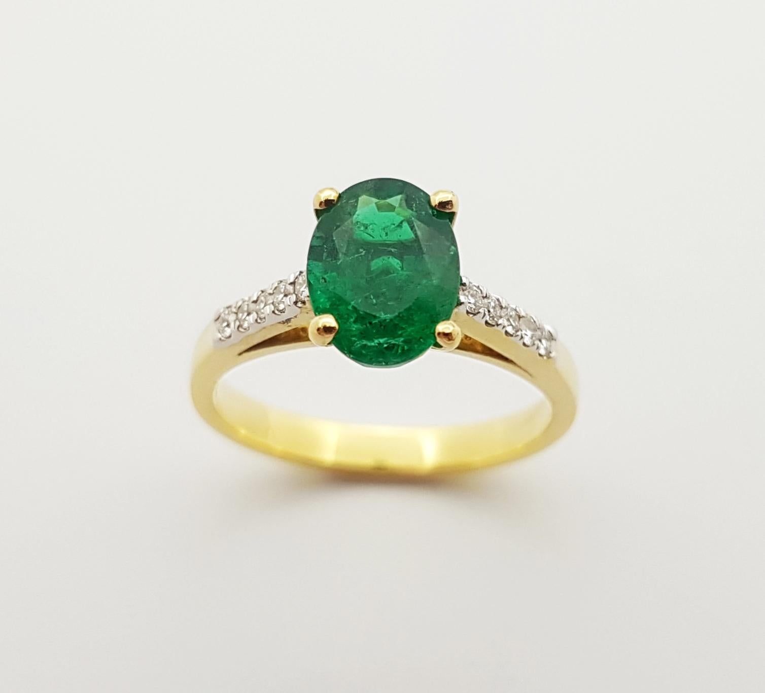 Ring mit Smaragd und Diamant in 18 Karat Goldfassung im Angebot 4