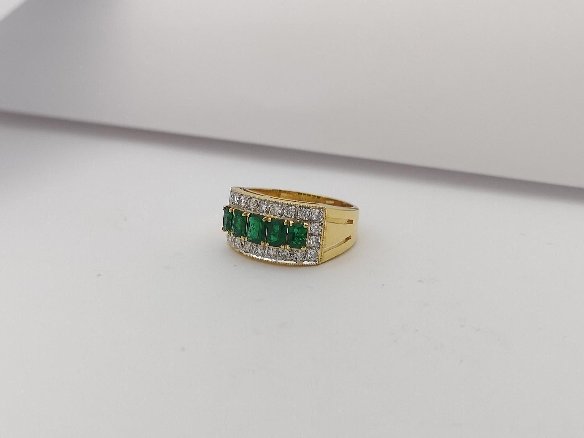 Smaragd mit Diamant-Diamant  Ring in 18 Karat Gold Fassungen gefasst im Angebot 6
