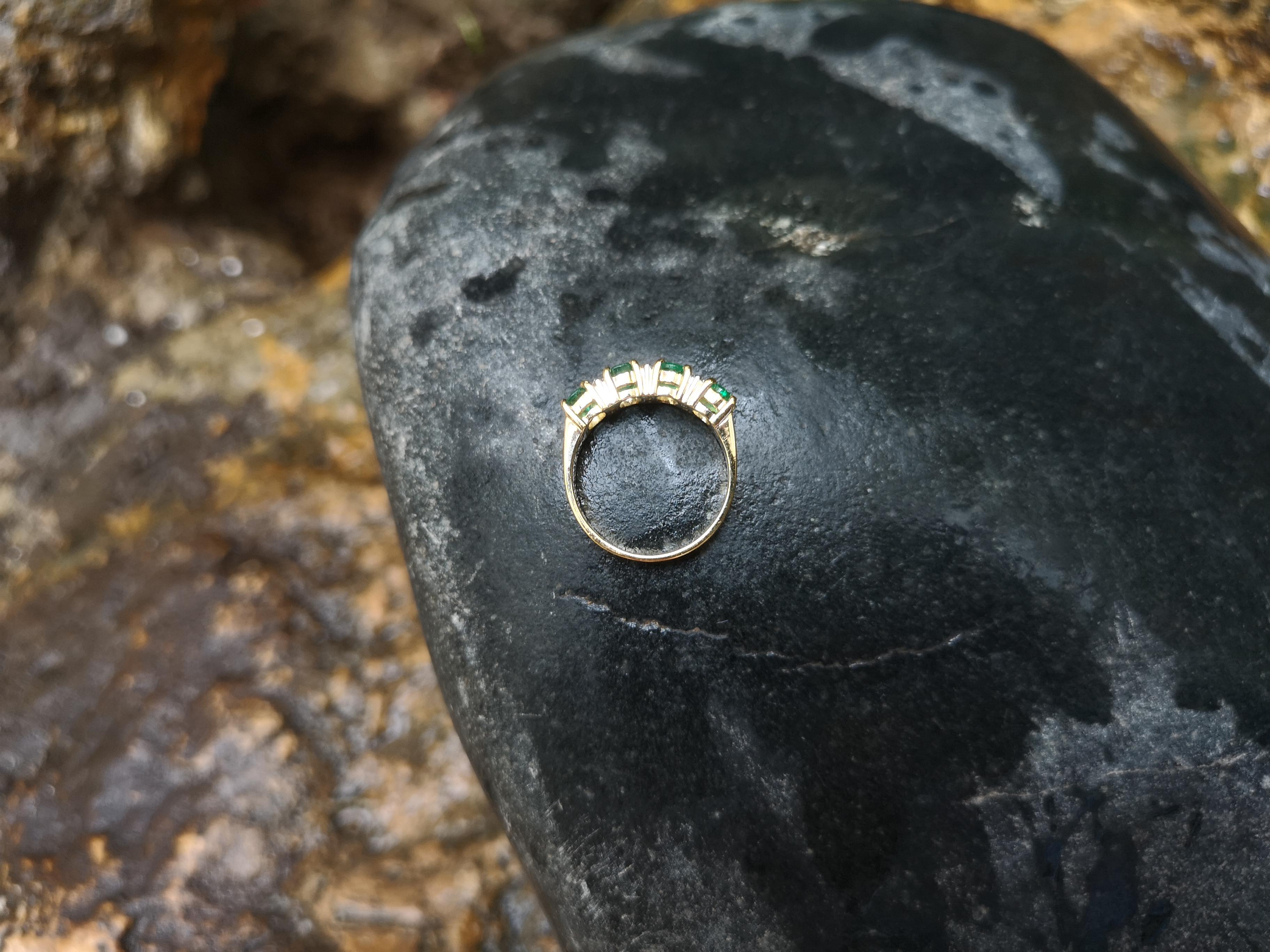 Women's Emerald with Diamond Ring Set in 18 Karat Gold Settings