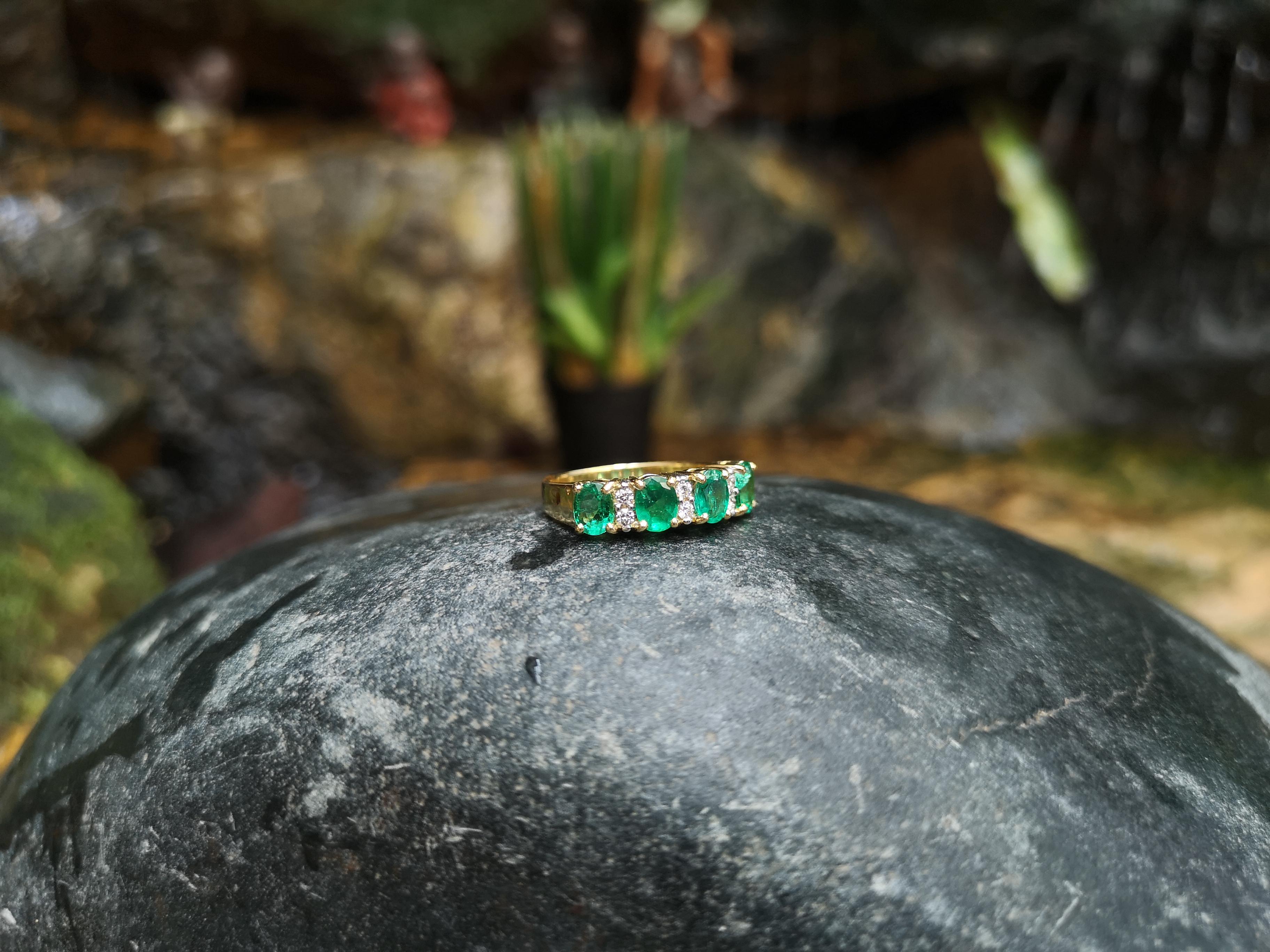 Emerald with Diamond Ring Set in 18 Karat Gold Settings 2
