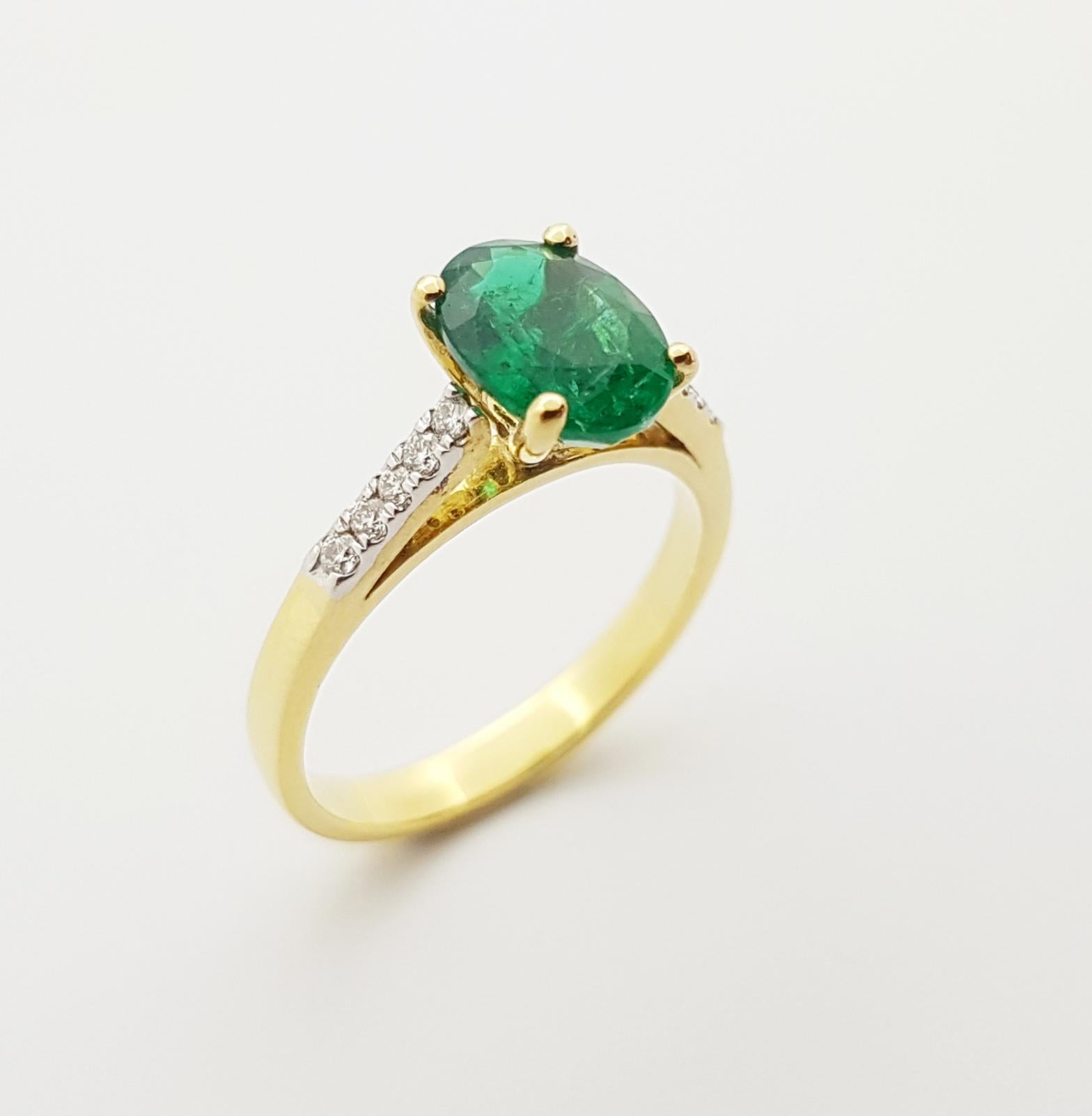 Ring mit Smaragd und Diamant in 18 Karat Goldfassung im Angebot 2