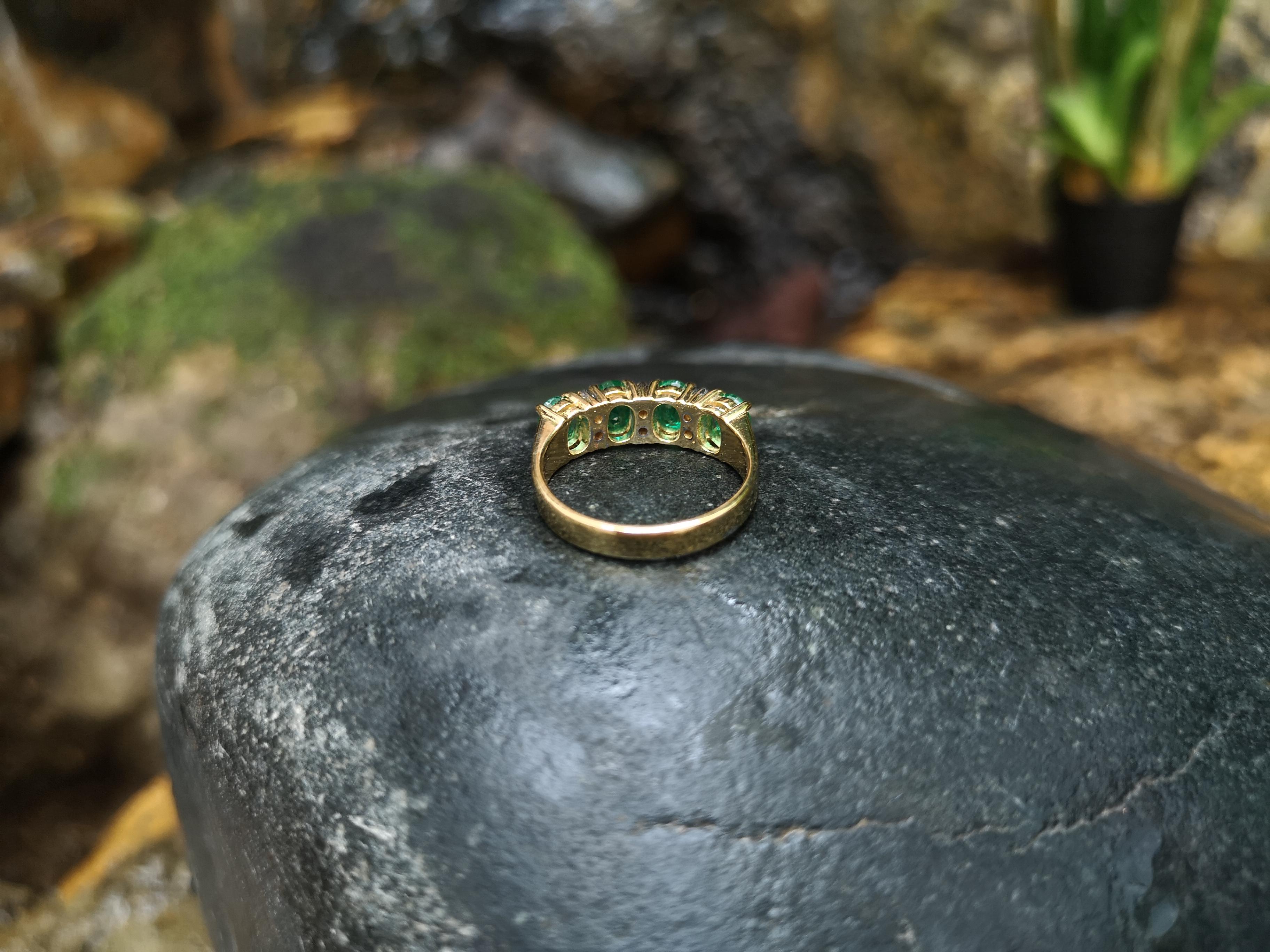 Emerald with Diamond Ring Set in 18 Karat Gold Settings 3