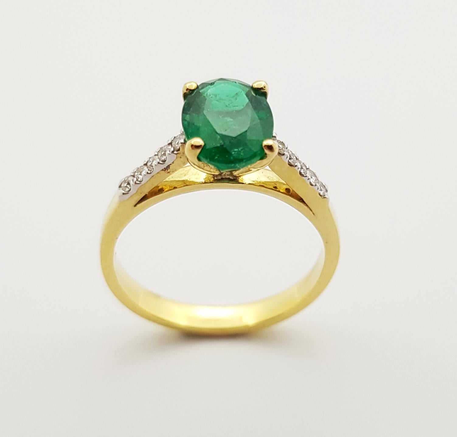 Ring mit Smaragd und Diamant in 18 Karat Goldfassung im Angebot 3