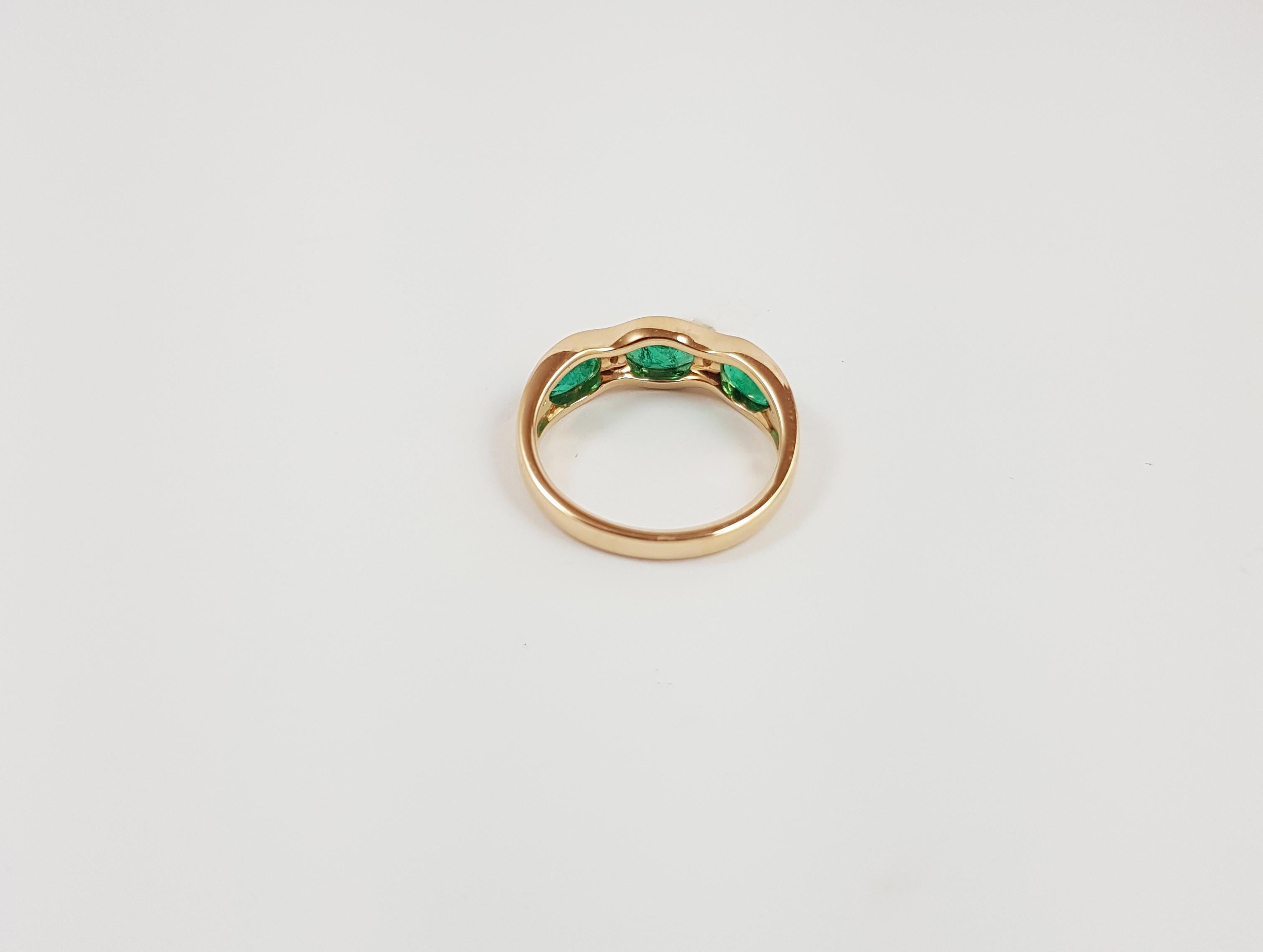 Emerald 1.37 carats with Diamond 0.07 carat Ring set in 18 Karat Rose Gold Settings 

Width: 1.8 cm
Length: 0.6 cm 
Ring Size: 55

