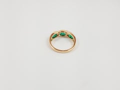 Emerald with Diamond Ring Set in 18 Karat Rose Gold Settings