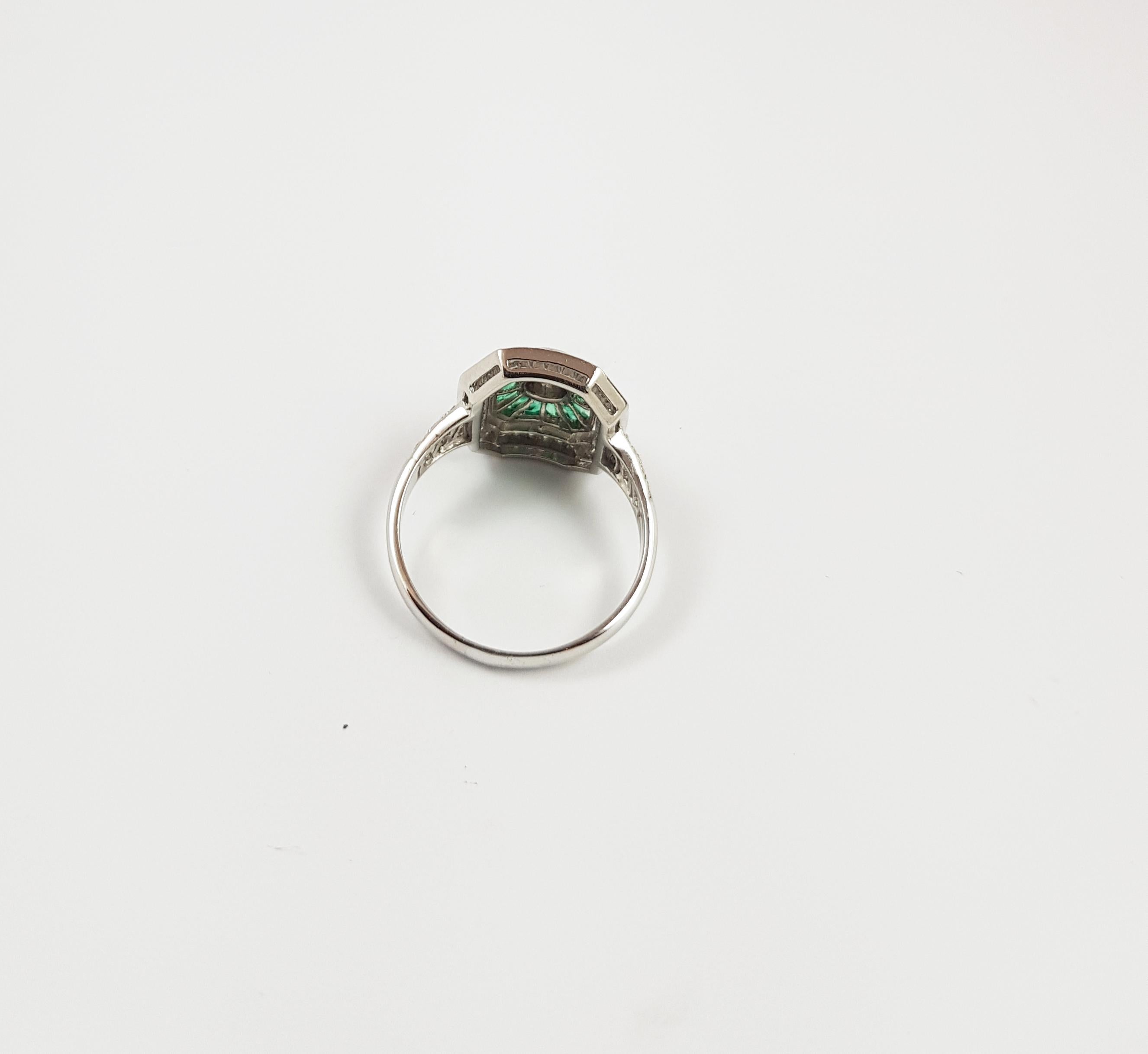 Smaragd 1,16 Karat mit Diamant 0,51 Karat Ring in 18 Karat Weißgold gefasst 

Breite: 1,2 cm
Länge: 1,5 cm 
Ringgröße: 56

