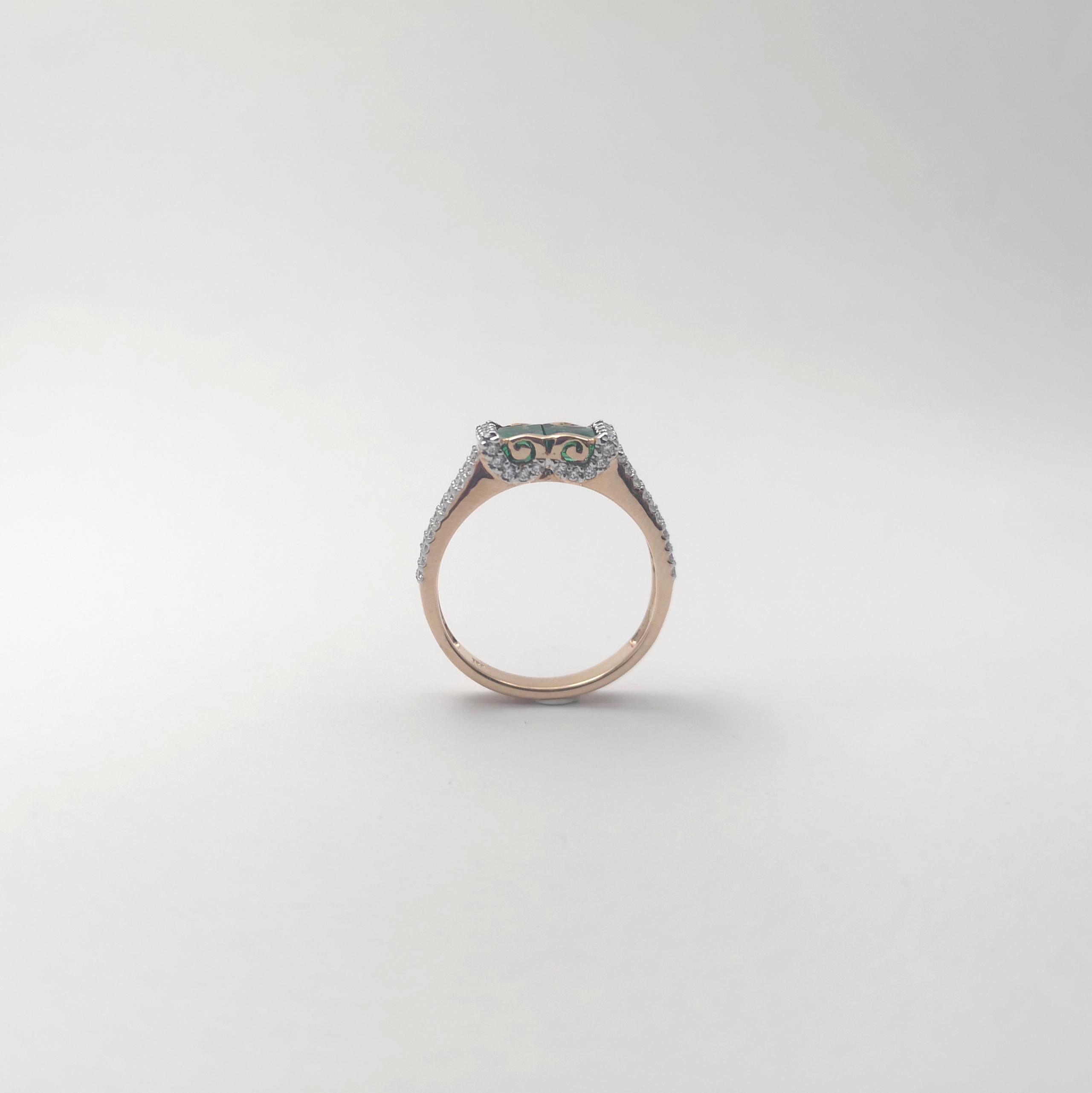 Bague sertie d'émeraudes et de diamants en or rose 18 carats en vente 5