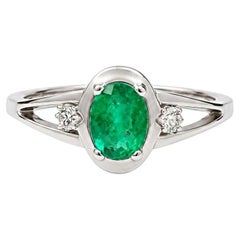 Emerald with Diamonds in White Gold Engagment Ring by Alexander Leyser