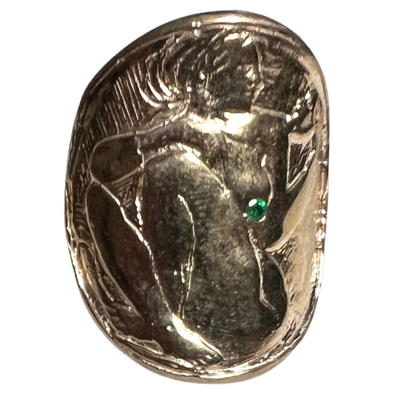Brilliant Cut Emerald Woman Ring Medal Coin For Sale
