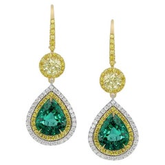Emerald Yellow/White Diamond Earrings