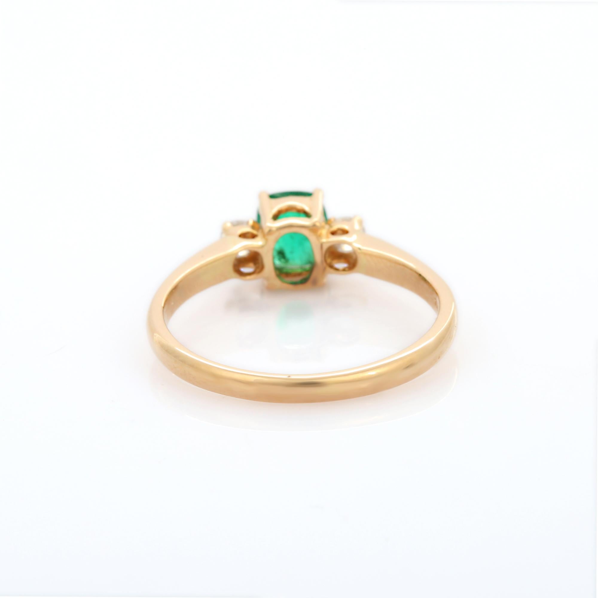 For Sale:  Emerald Gemstone Ring in 18k Solid Yellow Gold with Diamonds 6