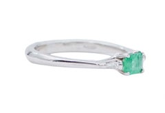 Emerald, Diamonds, 14 Karat White Gold Ring