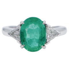 Vintage Emerald, Diamonds, Platinum Ring