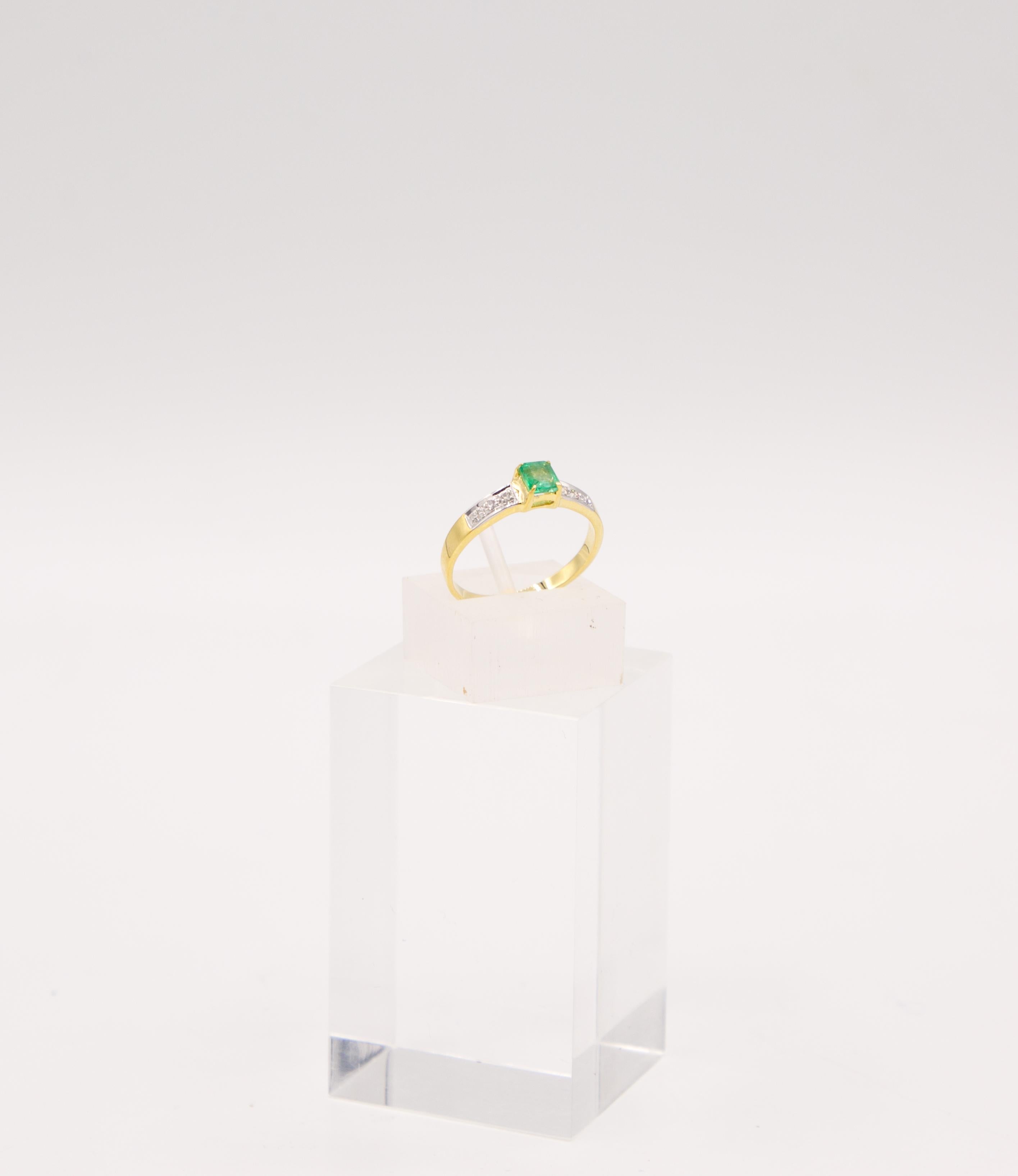 Emeraldring diamond 14 k For Sale 1
