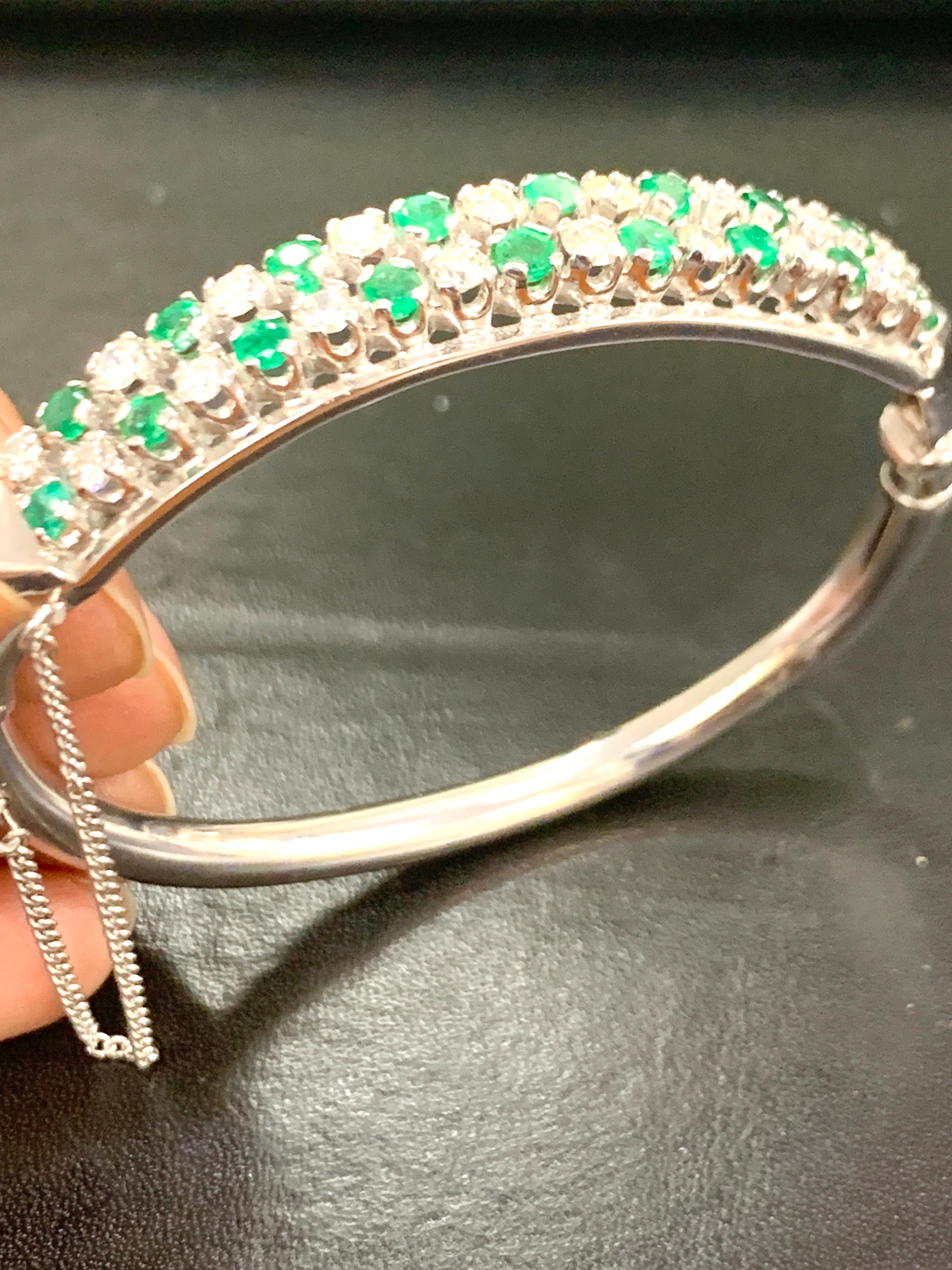 Emeralds and Diamonds 14 Karat White Gold 20 Grams Bangle /Bracelet 1