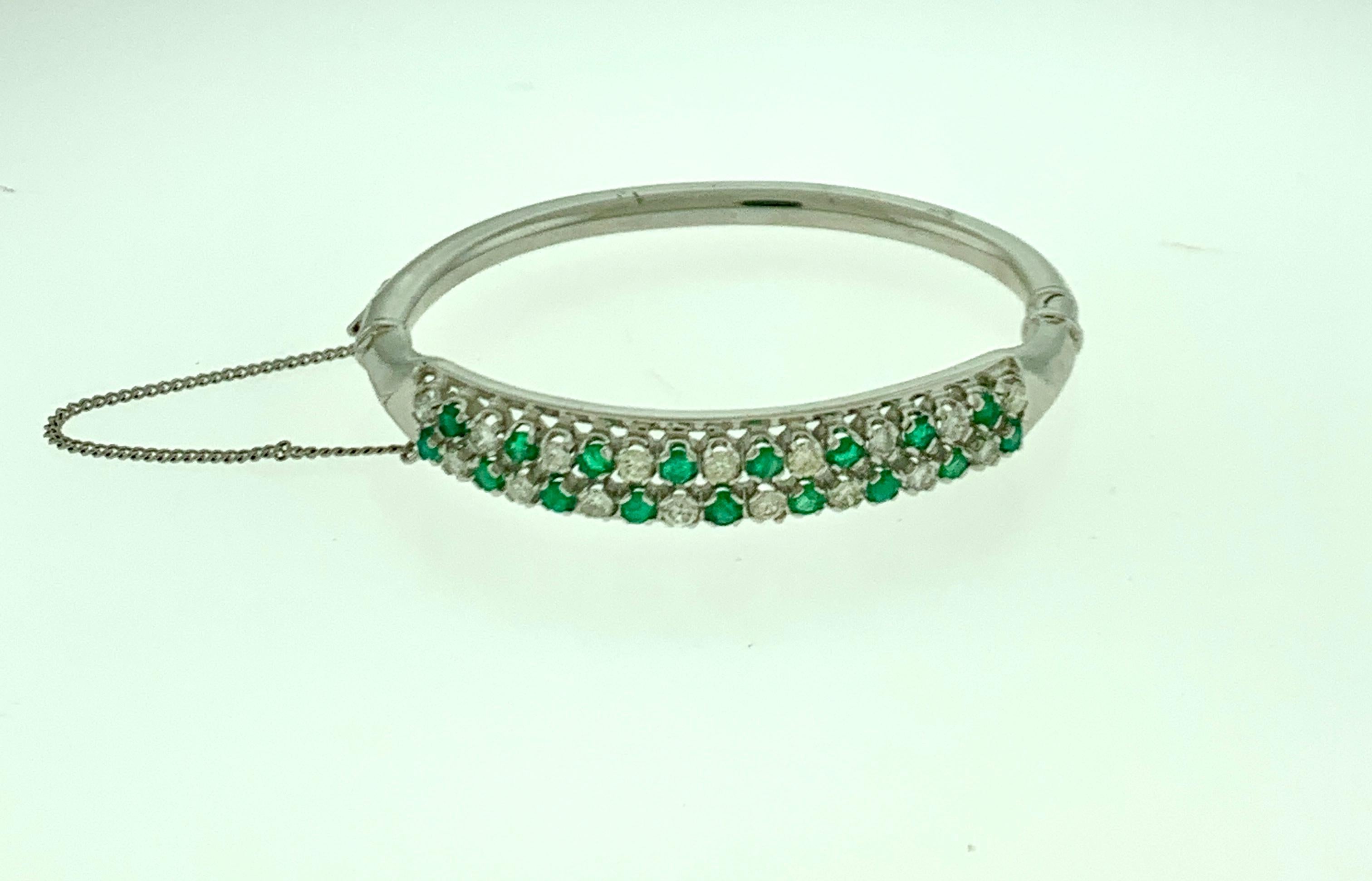Emeralds and Diamonds 14 Karat White Gold 20 Grams Bangle /Bracelet 2