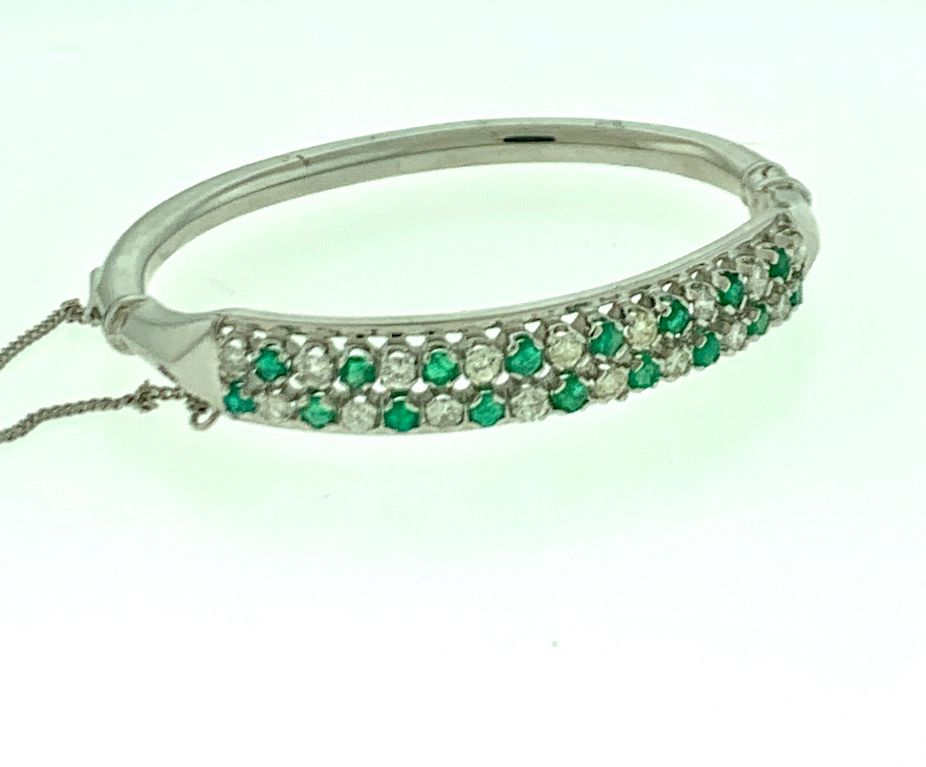 Emeralds and Diamonds 14 Karat White Gold 20 Grams Bangle /Bracelet 3