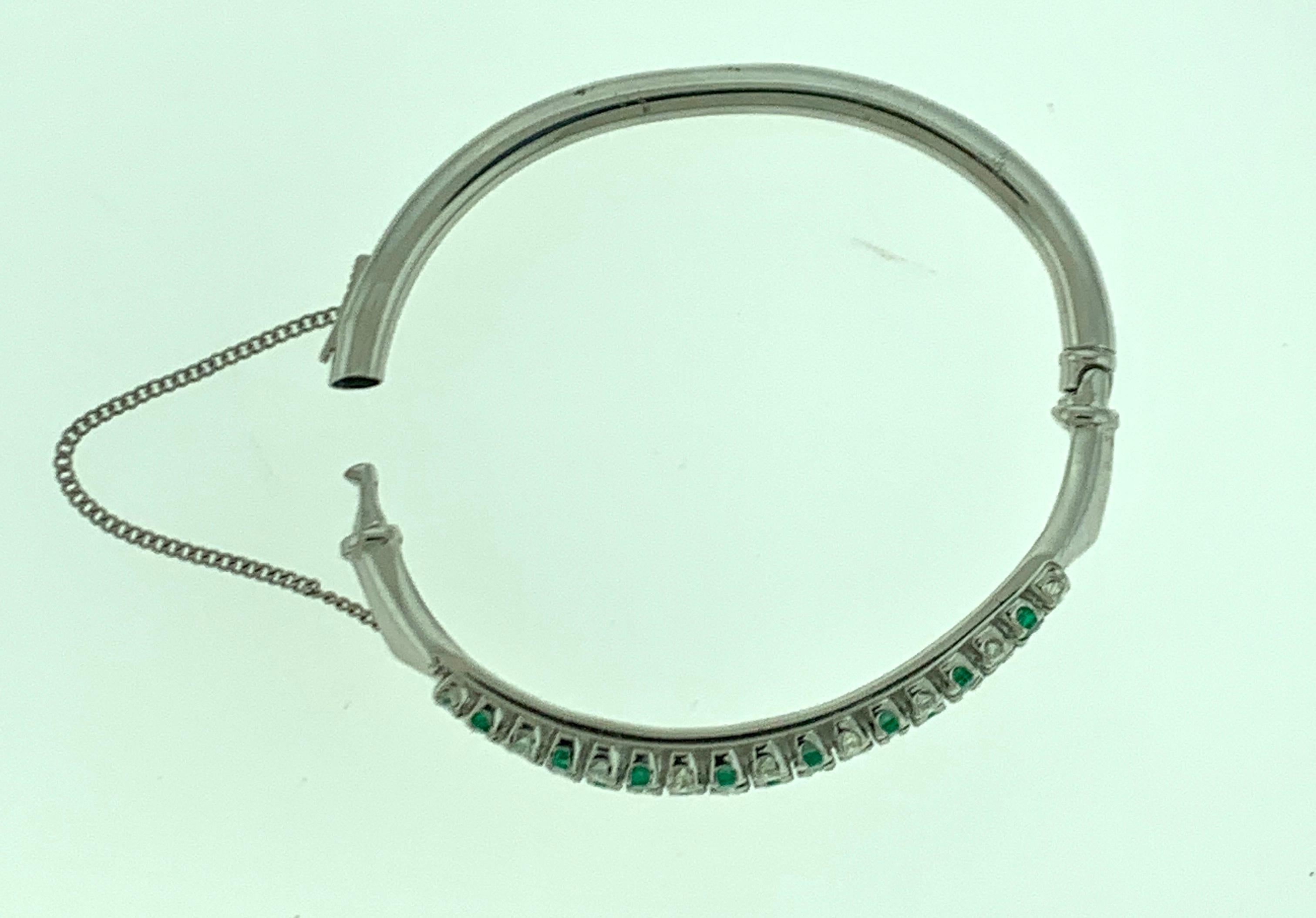 Emeralds and Diamonds 14 Karat White Gold 20 Grams Bangle /Bracelet 4