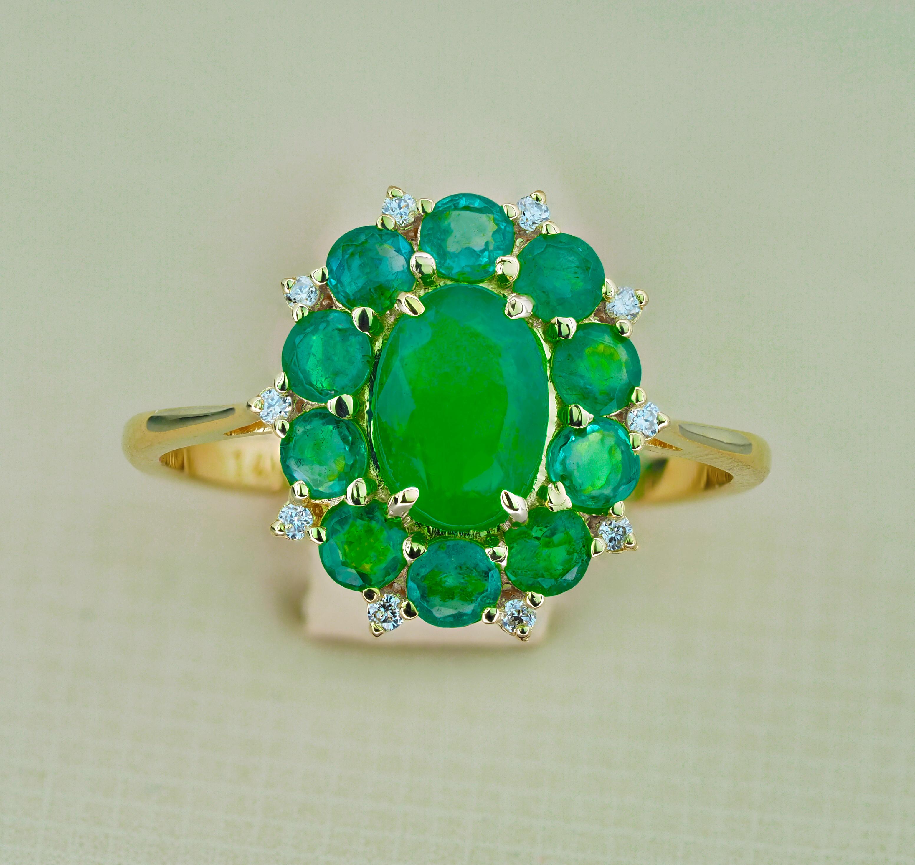 Emeralds and Diamonds 14k Gold Ring 3