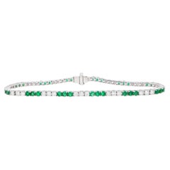 Bracciale Tennis Smeraldi e Diamanti Taglio Rotondo 3,65 Carati Oro 18K