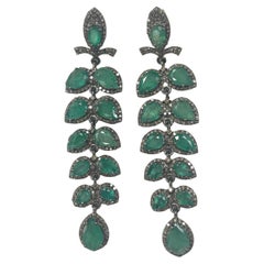 Emeralds and Pave Diamond Paradizia Earrings