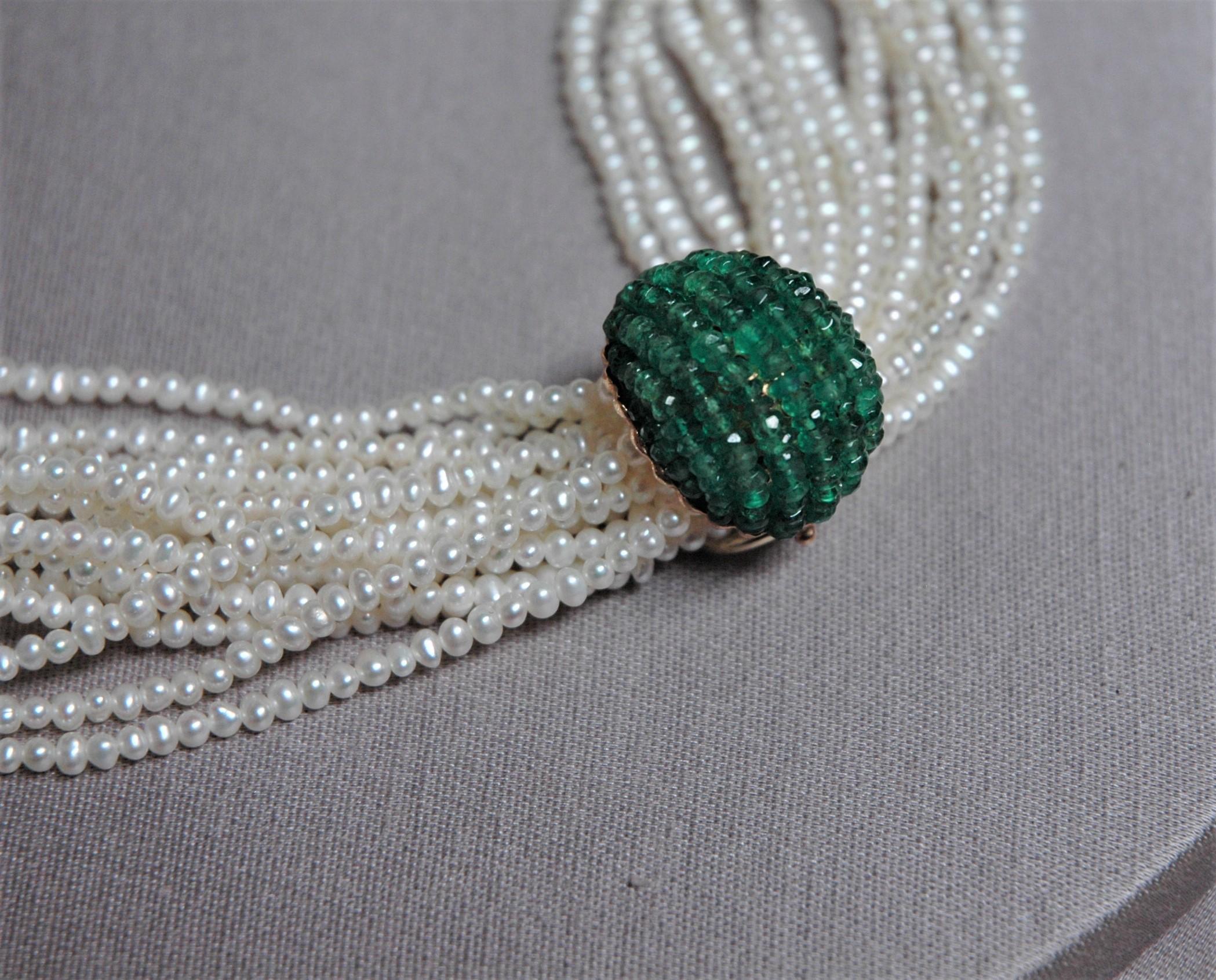 Emeralds and Yellow Gold Enhanced Necklace For Sale 3