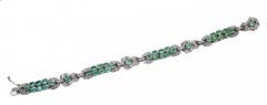 Emeralds, Diamonds, 14 Karat White Gold Bracelet.