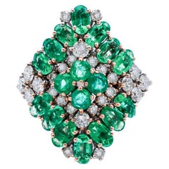 Emeralds, Diamonds, 14 Karat White Gold Ring
