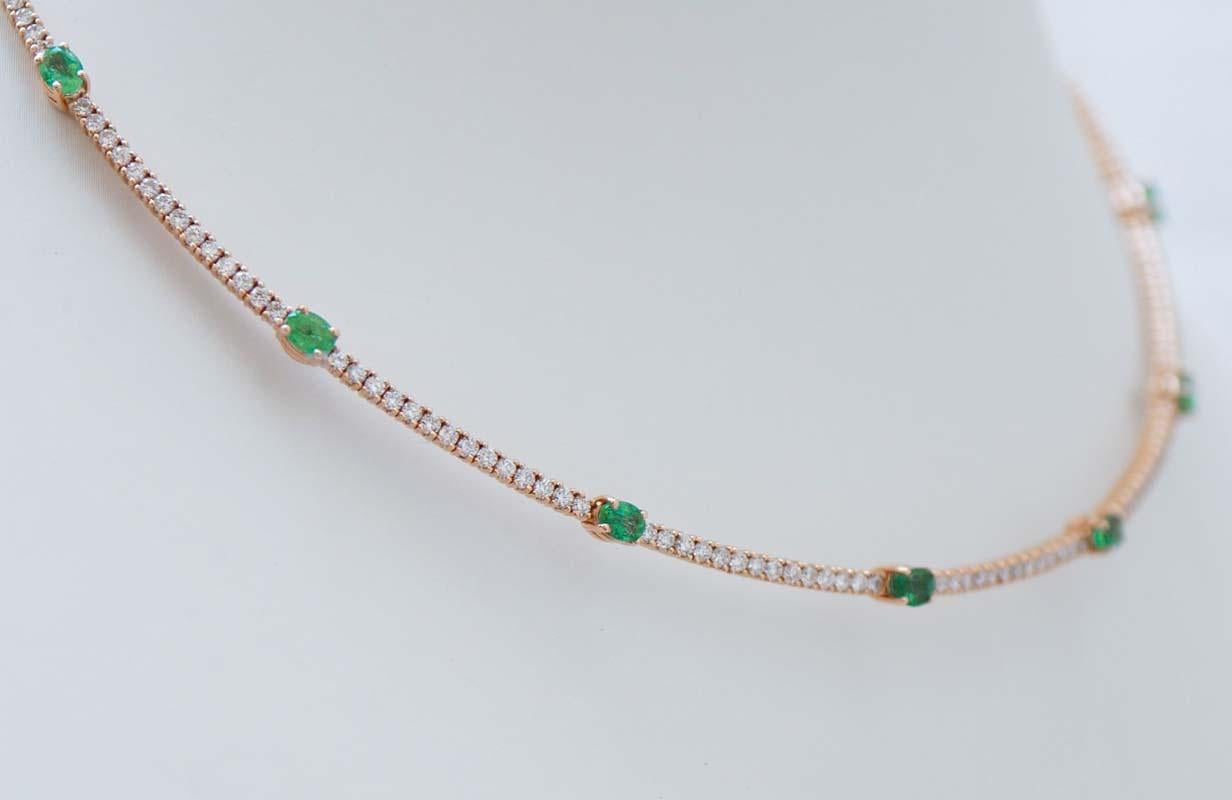 Amazing necklace in 18 kt rose gold structure mounted with sections of diamonds and, between of them, an emerald.
Diamonds 1.84 ct
Emeralds 1.54 ct
Total Weight 17.20 gr
RF   G     GGICF

For any informations, feel free to contact the seller through