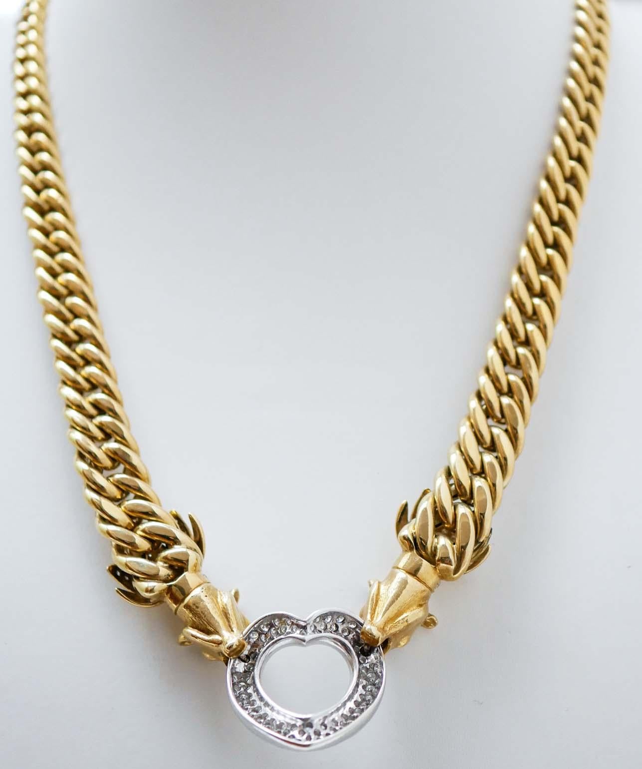 Mixed Cut Emeralds, Diamonds, 18 Karat Yellow Gold and White Gold Necklace.