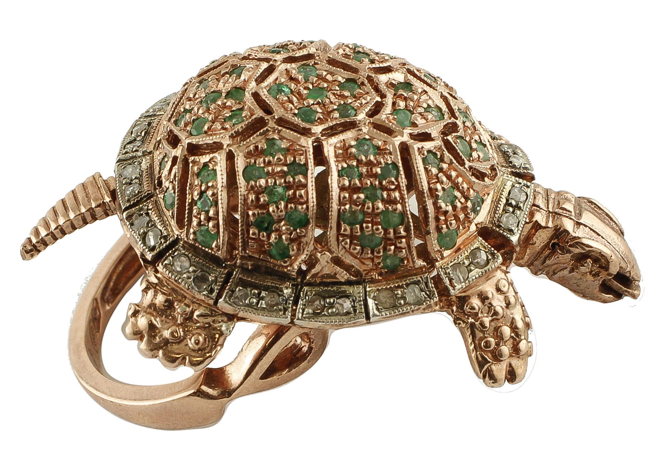 SHIPPING POLICY:
No additional costs will be added to this order.
Shipping costs will be totally covered by the seller (customs duties included).


Lovely Turtle Ring in 9k rose gold and silver structure. The precious turtle shell is enriched with