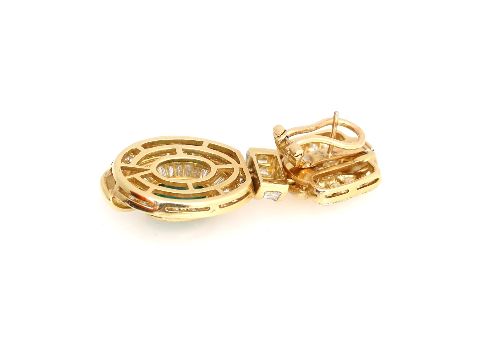 Smeraldi Diamanti Collana Orecchini Set Oro Giallo 18K, 1984 in vendita 3
