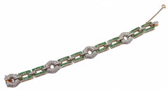 Armband aus Smaragden, Diamanten, Roségold und Silber.