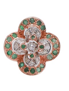 Emeralds, Diamonds, Rose Gold and Silver Earrings.