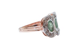 Anillo de Esmeraldas, Diamantes, Oro Rosa y Plata.