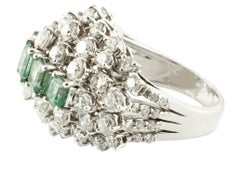Emeralds, Diamonds, White Gold Fashion Ring
