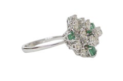 Emeralds, Diamonds, White Gold Ring.