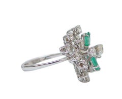 Emeralds, Diamonds, White Gold Ring.