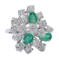 Emeralds, Diamonds, White Gold Ring.