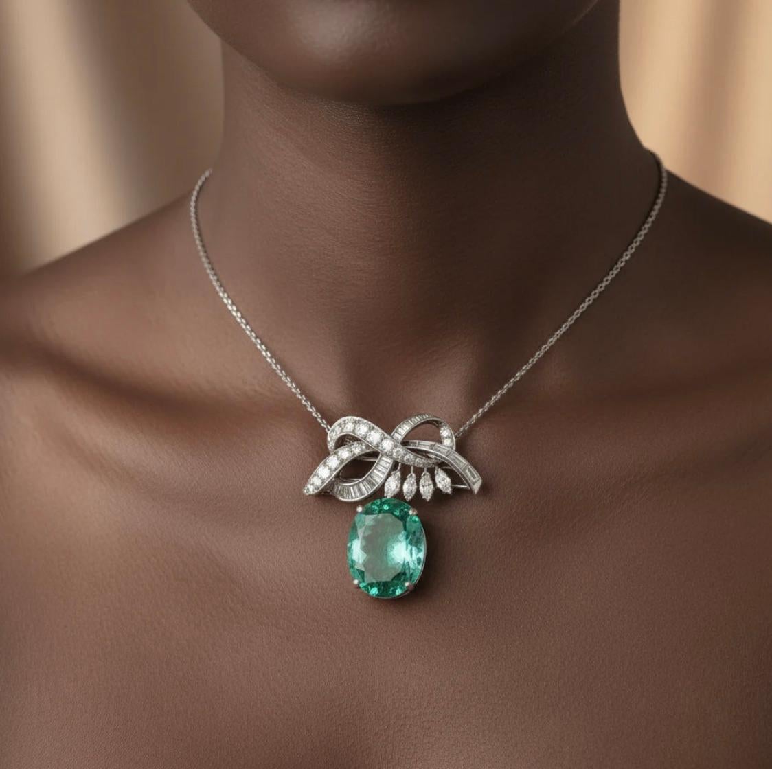 Smaragds Maravellous 18,76 Karat zertifizierter kolumbianischer Smaragd Diamant Platin Pend/B im Angebot 12