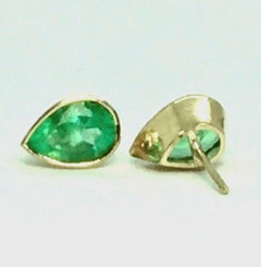 Emeralds Maravellous 2.40 Carat Natural Colombian Emerald Pear Cut Earrings 18K