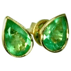 Emeralds Maravellous 2.40 Carat Natural Colombian Emerald Pear Cut Earrings 18K